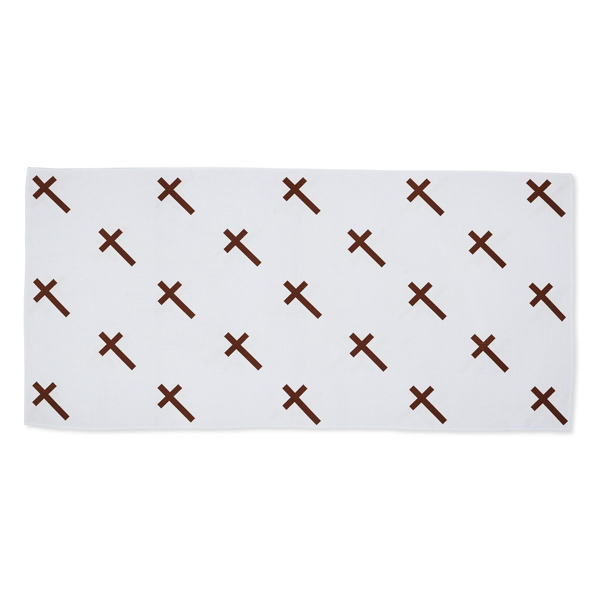 Palmetto Golf Towel – Brown Cross on White Microfiber