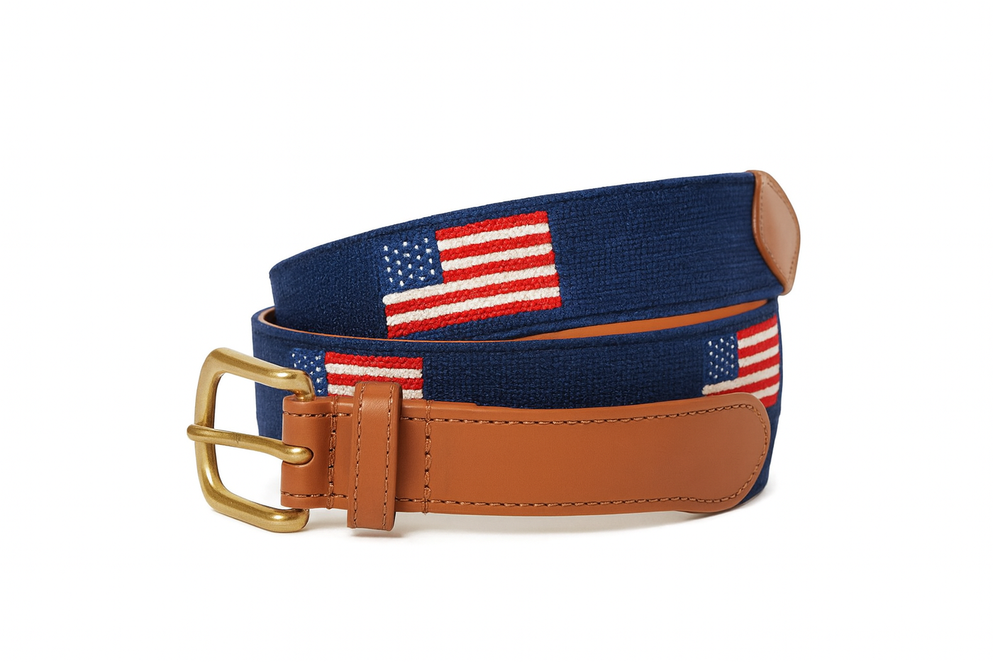 American Flag with Navy Blue Backdrop Embroidered Belt