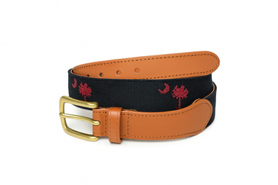 Black & Garnet Palmetto (South Carolina) Embroidered Belt