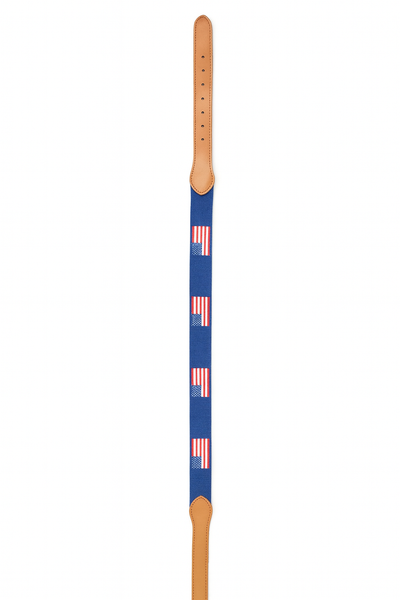 American Flag with Navy Blue Backdrop Embroidered Belt