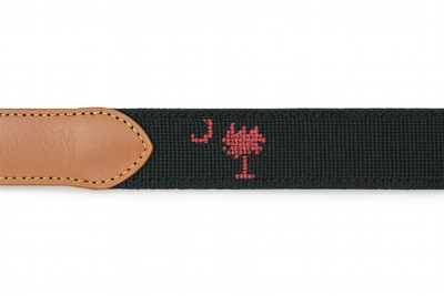 Black & Garnet Palmetto (South Carolina) Embroidered Belt