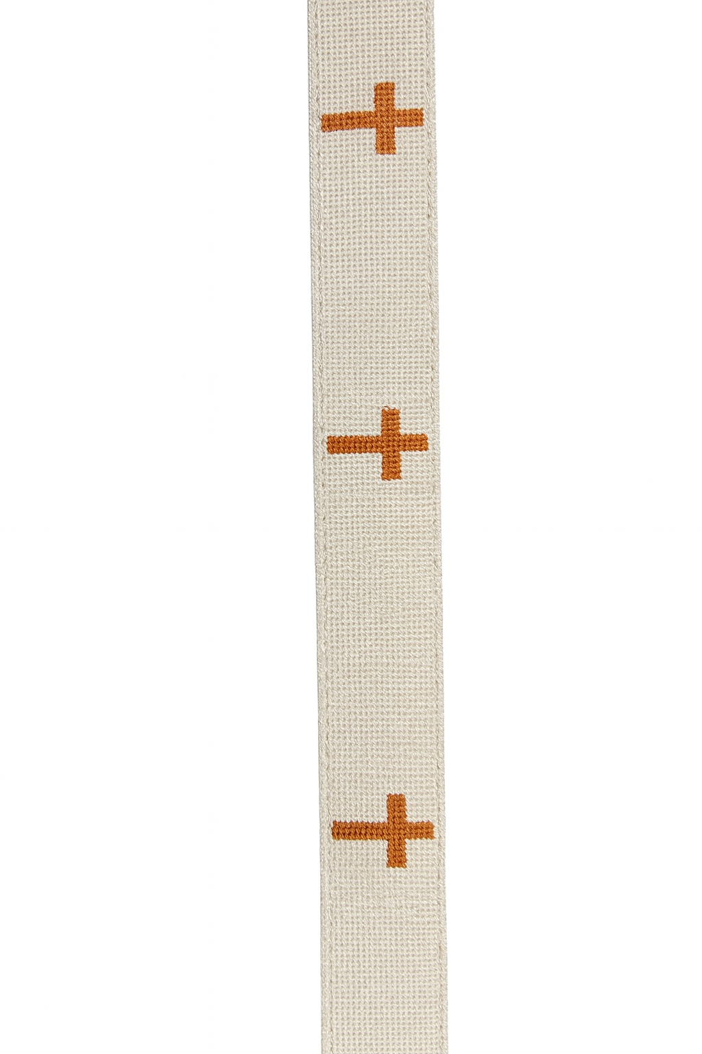 Beige with Brown Cross Design Embroidered Belt