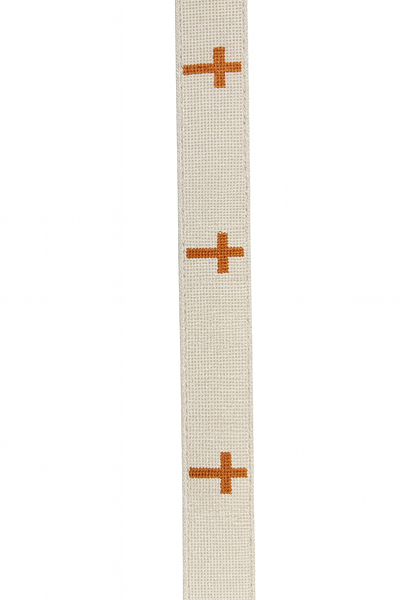 Beige with Brown Cross Design Embroidered Belt