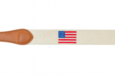 American Flag with Khaki Backdrop Embroidered Belt