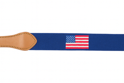 American Flag with Navy Blue Backdrop Embroidered Belt