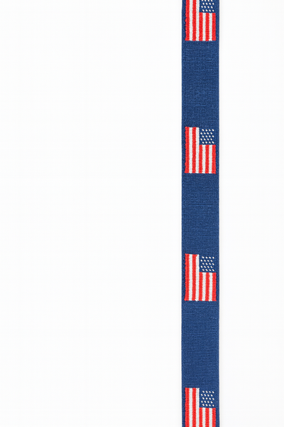 American Flag with Navy Blue Backdrop Embroidered Belt