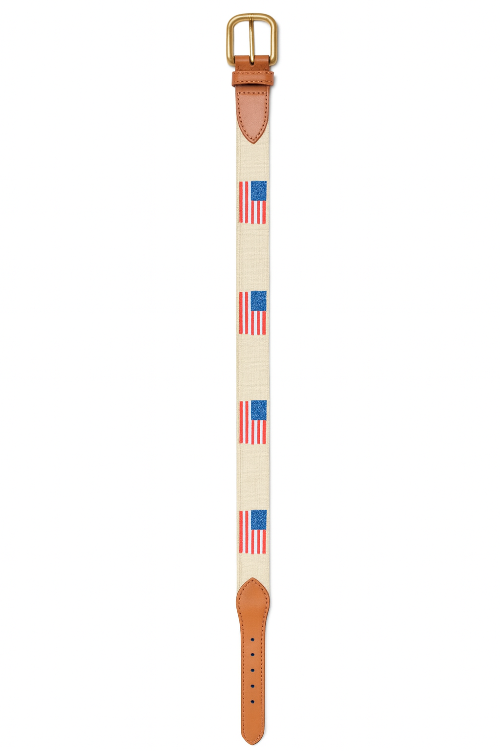American Flag with Khaki Backdrop Embroidered Belt