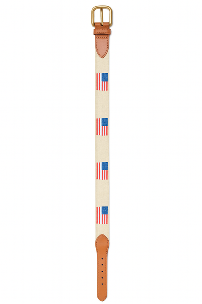 American Flag with Khaki Backdrop Embroidered Belt