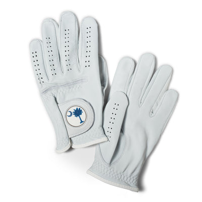 AAA Cabretta Leather Golf Glove – Navy Palmetto Tree Design - Hover