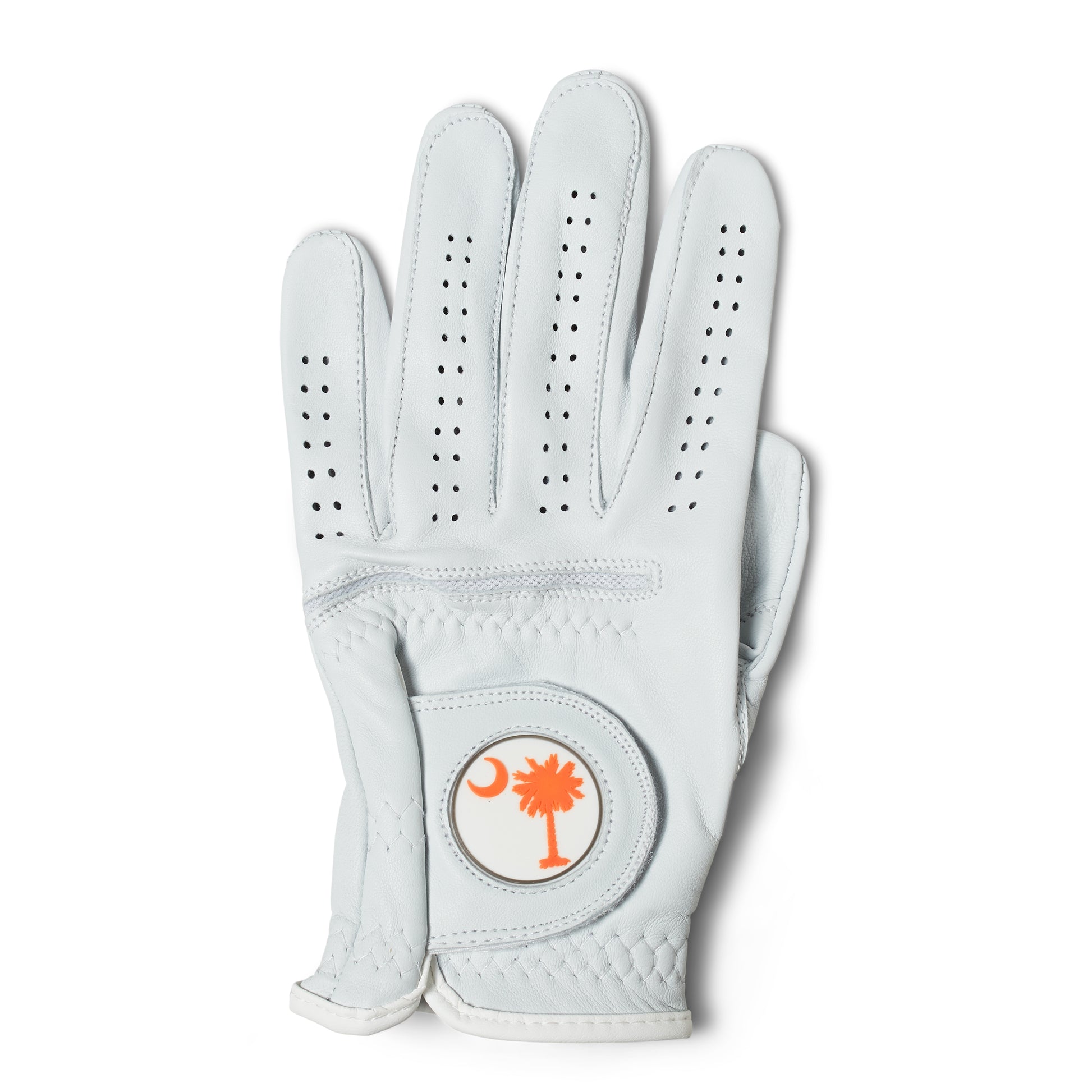 AAA Cabretta Leather Golf Glove – Orange Palmetto Tree Design