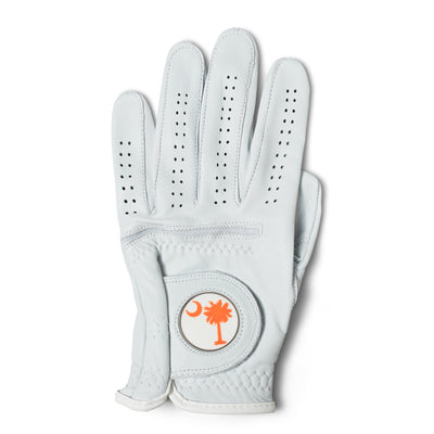 AAA Cabretta Leather Golf Glove – Orange Palmetto Tree Design