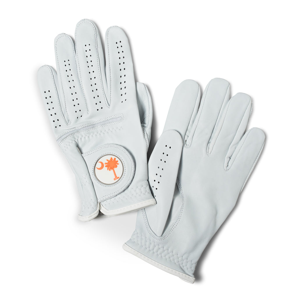 AAA Cabretta Leather Golf Glove – Orange Palmetto Tree Design