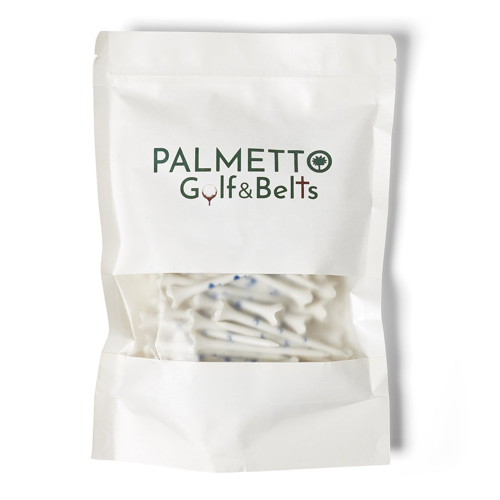 Palmetto Golf Tees – Blue Trees on White (100-Pack, 3 ¼")