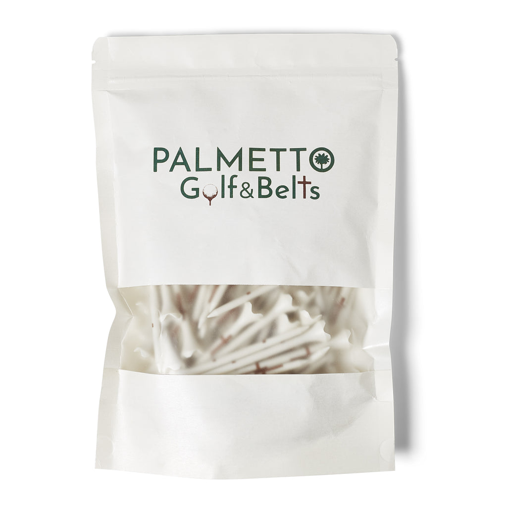 Palmetto Golf Tees – Brown Crosses on White (100-Pack, 3 ¼")