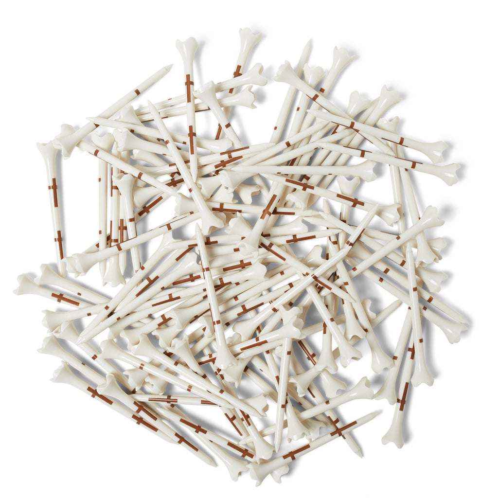 Palmetto Golf Tees – Brown Crosses on White (100-Pack, 3 ¼")