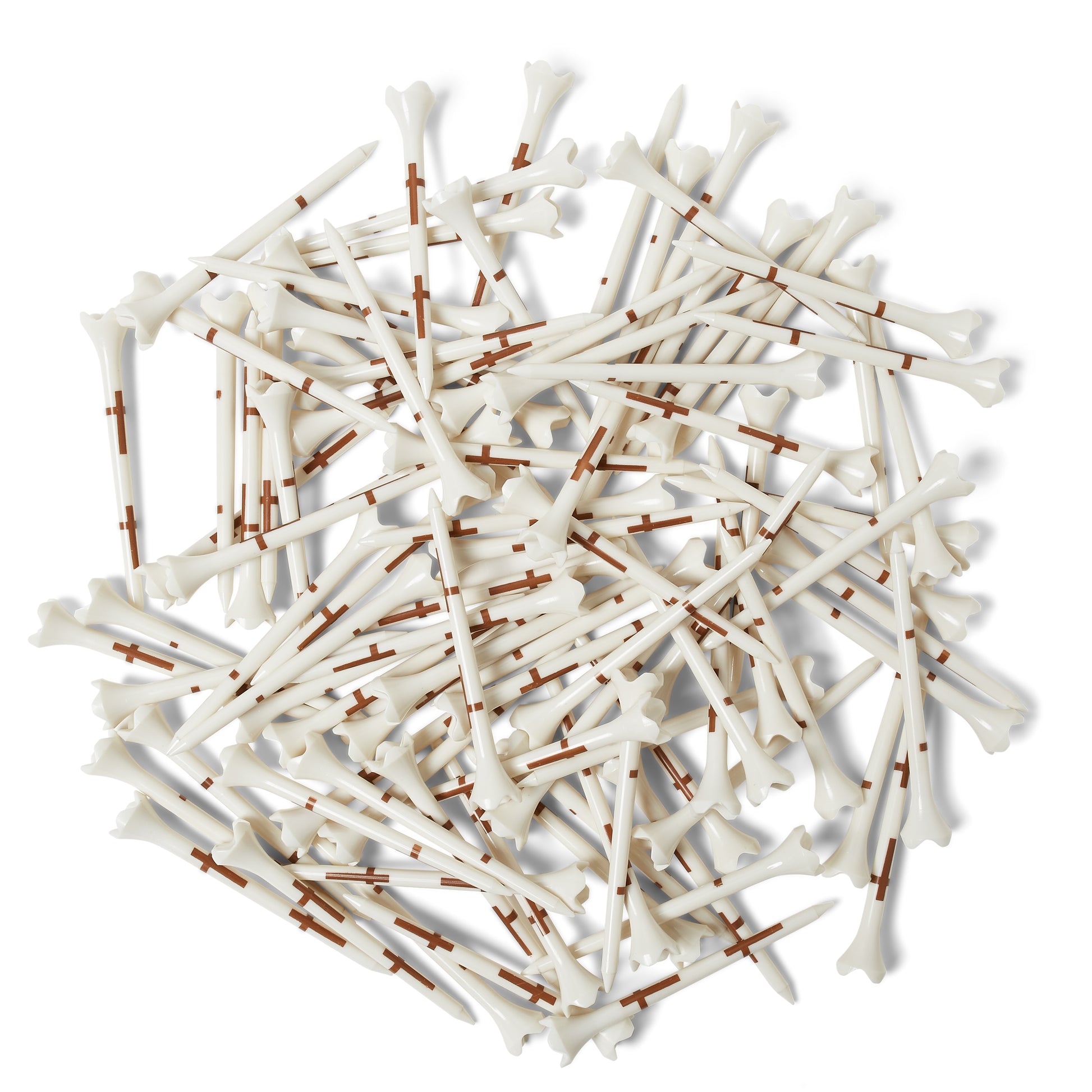 Palmetto Golf Tees – Brown Crosses on White (100-Pack, 3 ¼")