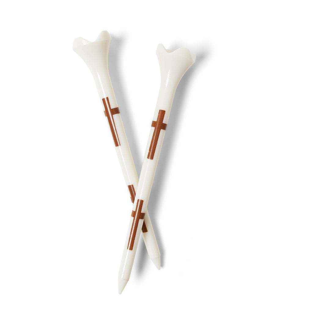 Palmetto Golf Tees – Brown Crosses on White (100-Pack, 3 ¼")