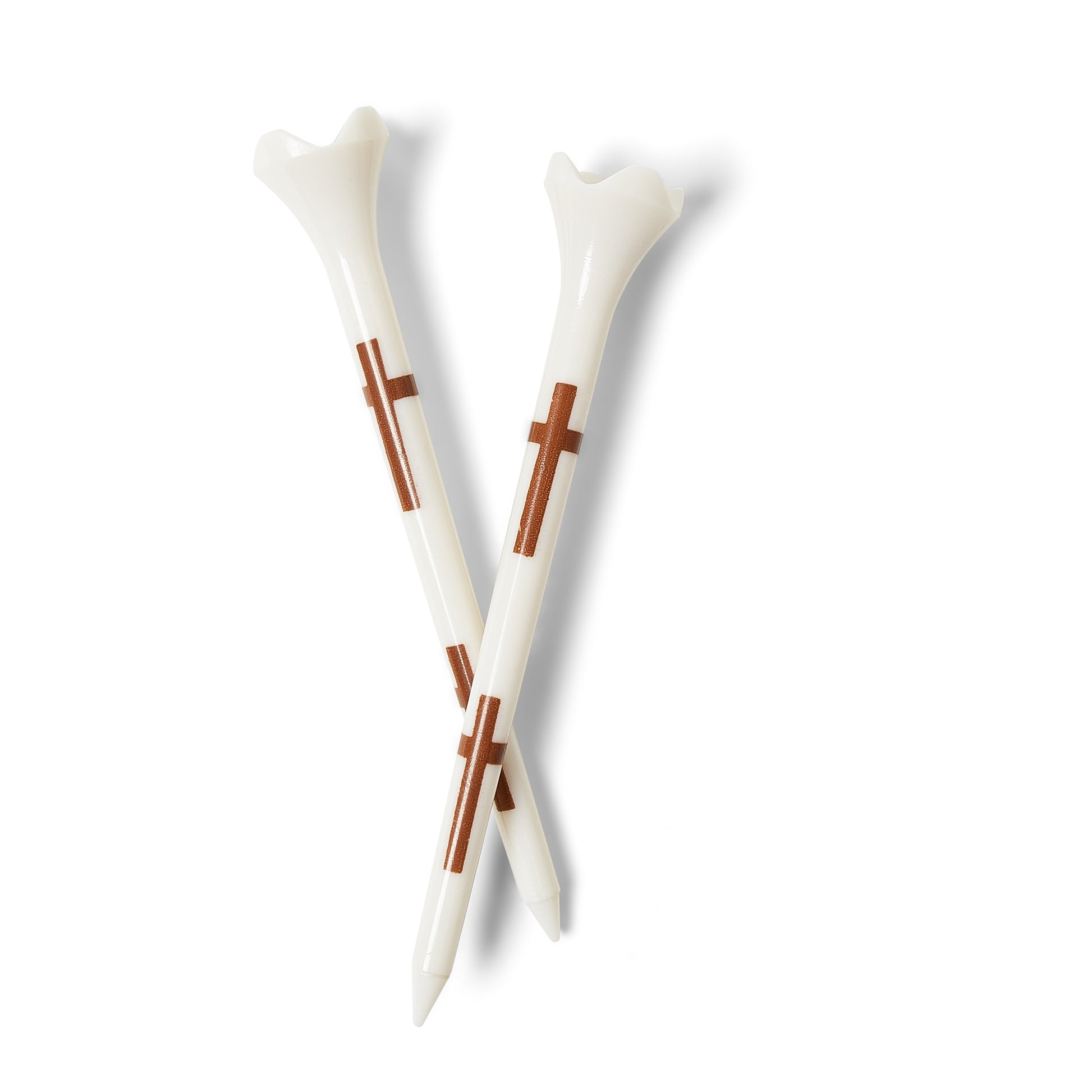Palmetto Golf Tees – Brown Crosses on White (100-Pack, 3 ¼")