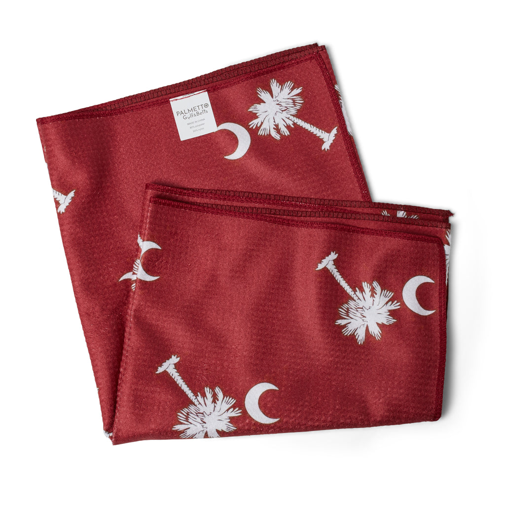 Palmetto Golf Towel – South Carolina Garnet with White Palmetto Tree