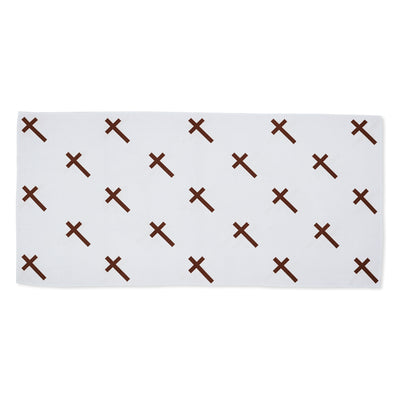 Palmetto Golf Towel – Brown Cross on White Microfiber