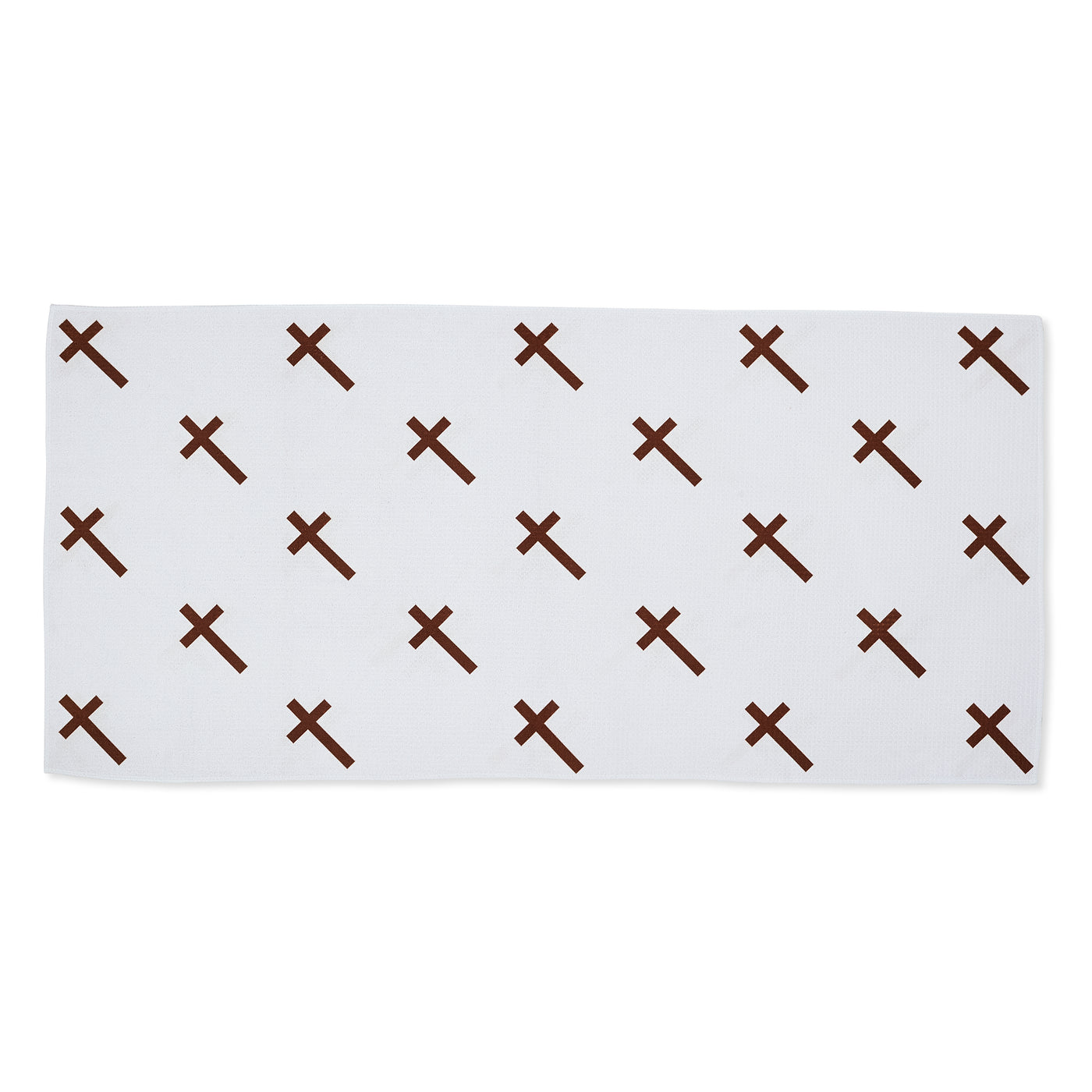 Palmetto Golf Towel – Brown Cross on White Microfiber