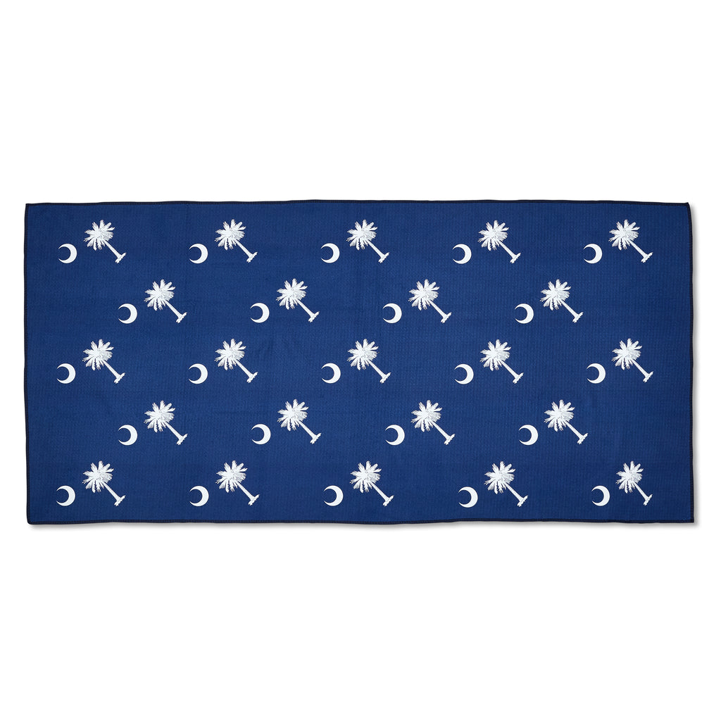 Palmetto Golf Towel – Navy Blue with White Palmetto Tree